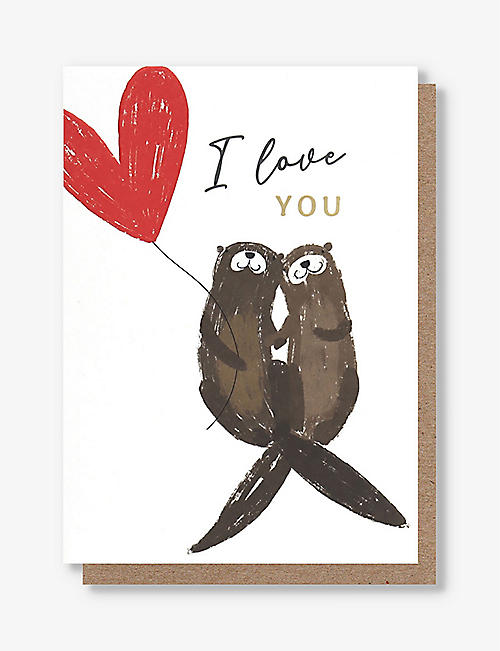 CAROLINE GARDNER: I Love You Otters Valentine's Day paper greetings card <BR/>16.2cm x 11.6cm