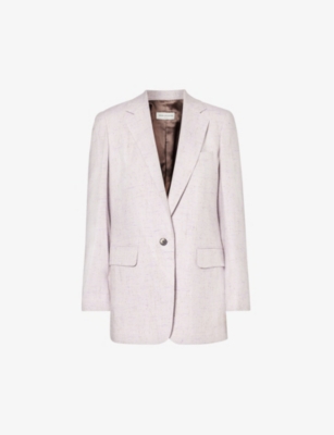 Dries Van Noten Womens Lilac Single-breasted Notched-lapel Relaxed-fit Silk-blend Blazer In Purple