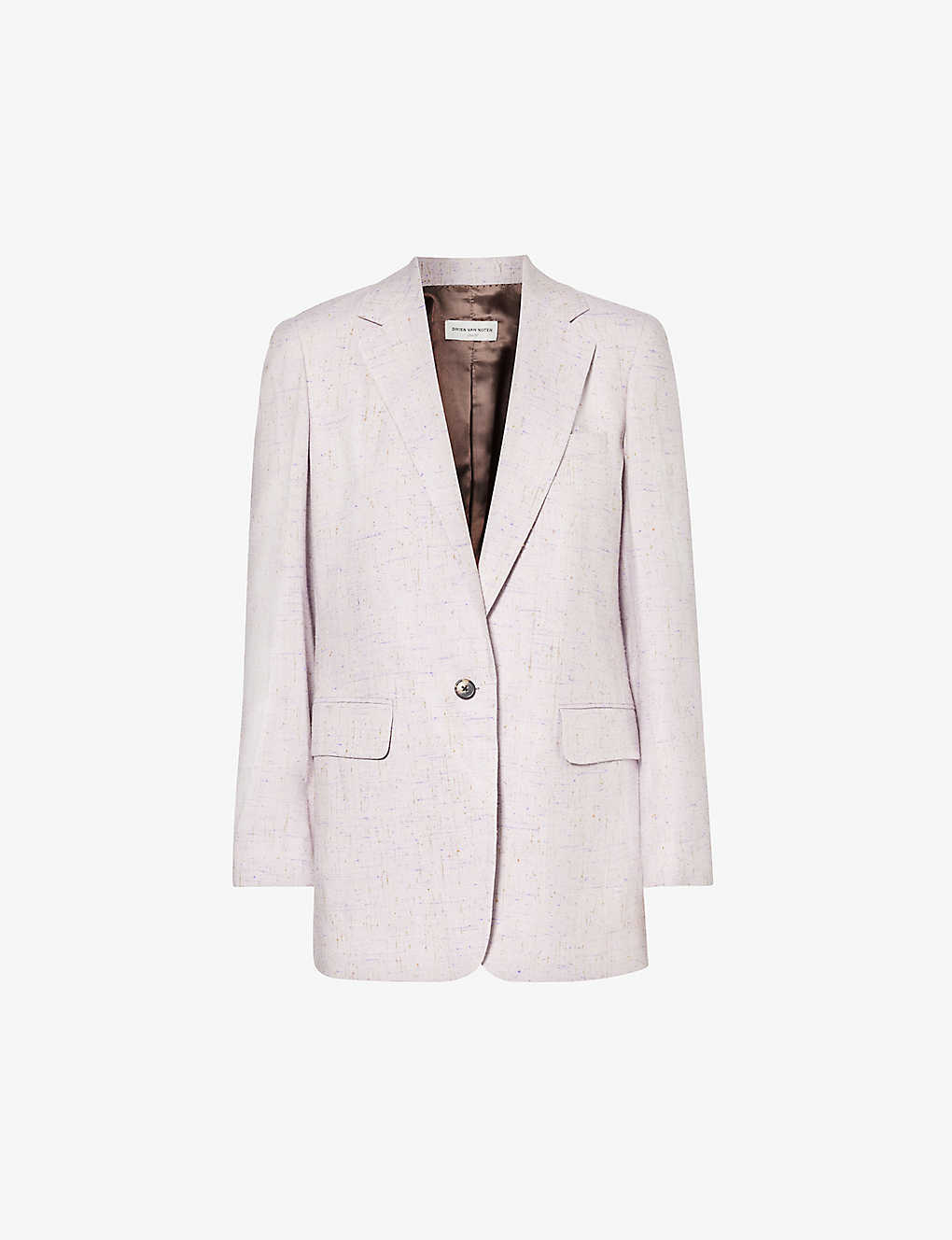 Dries Van Noten Womens Lilac Single-breasted Notched-lapel Relaxed-fit Silk-blend Blazer In Purple