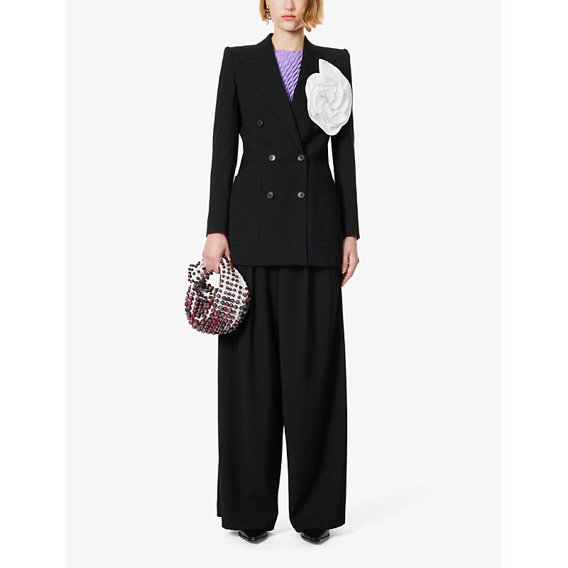 Shop Dries Van Noten Double-breasted Notched-lapel Woven Blazer In Black