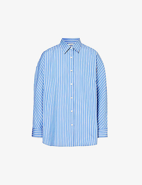 DRIES VAN NOTEN: Striped dropped-shoulder relaxed-fit cotton shirt