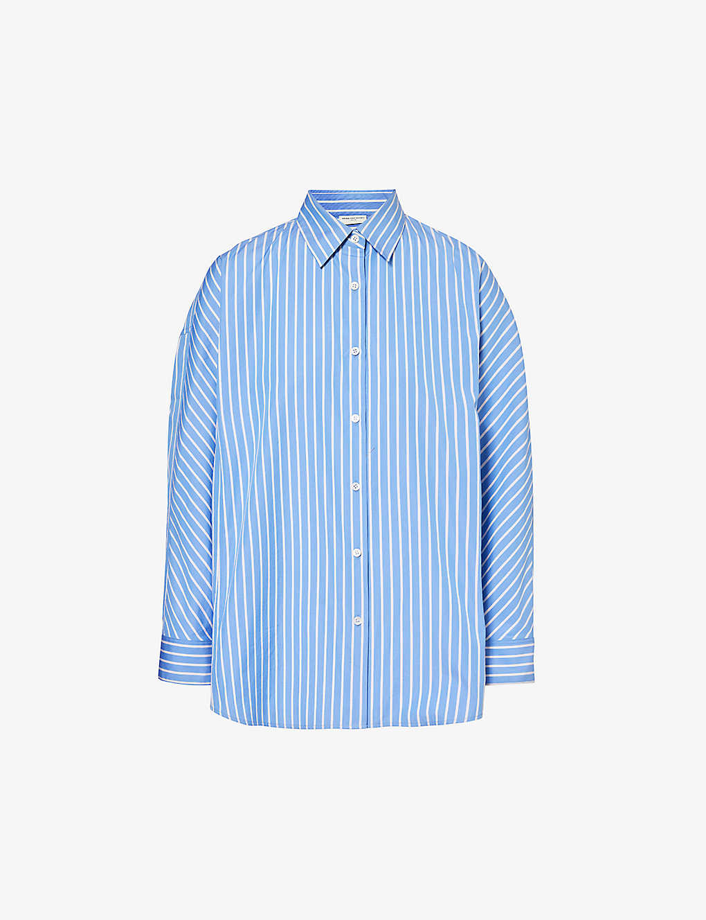 Shop Dries Van Noten Striped Dropped-shoulder Relaxed-fit Cotton In Blue