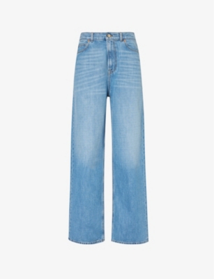 Dries Van Noten Womens Light Blue Faded Straight-leg Mid-rise Jeans