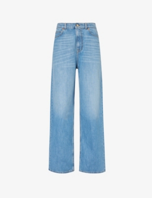 Dries Van Noten Womens Light Blue Faded Straight-leg Mid-rise Jeans In Blue