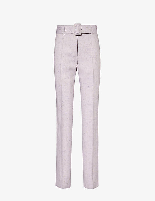 DRIES VAN NOTEN: Belted-waistband pressed-crease woven trousers