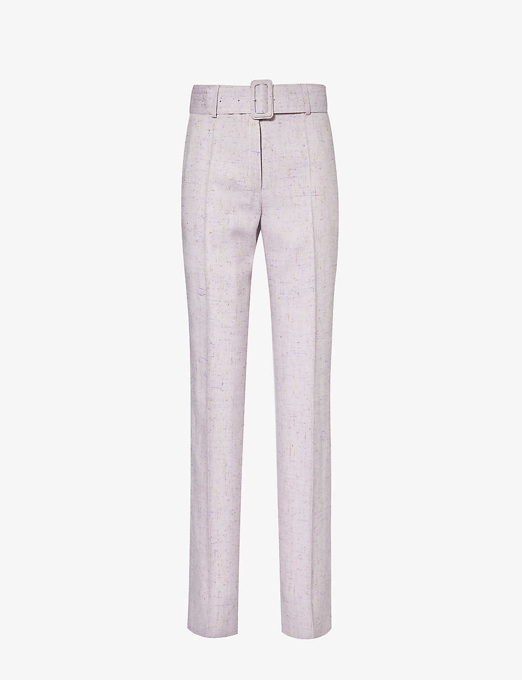 Dries Van Noten Womens Lilac Belted-waistband Pressed-crease Woven Trousers