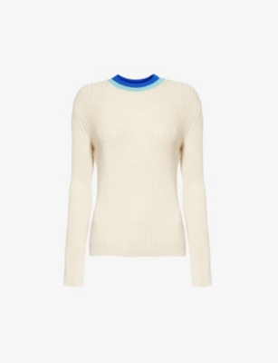 DRIES VAN NOTEN: Contrast-trim slim-fit wool-blend jumper