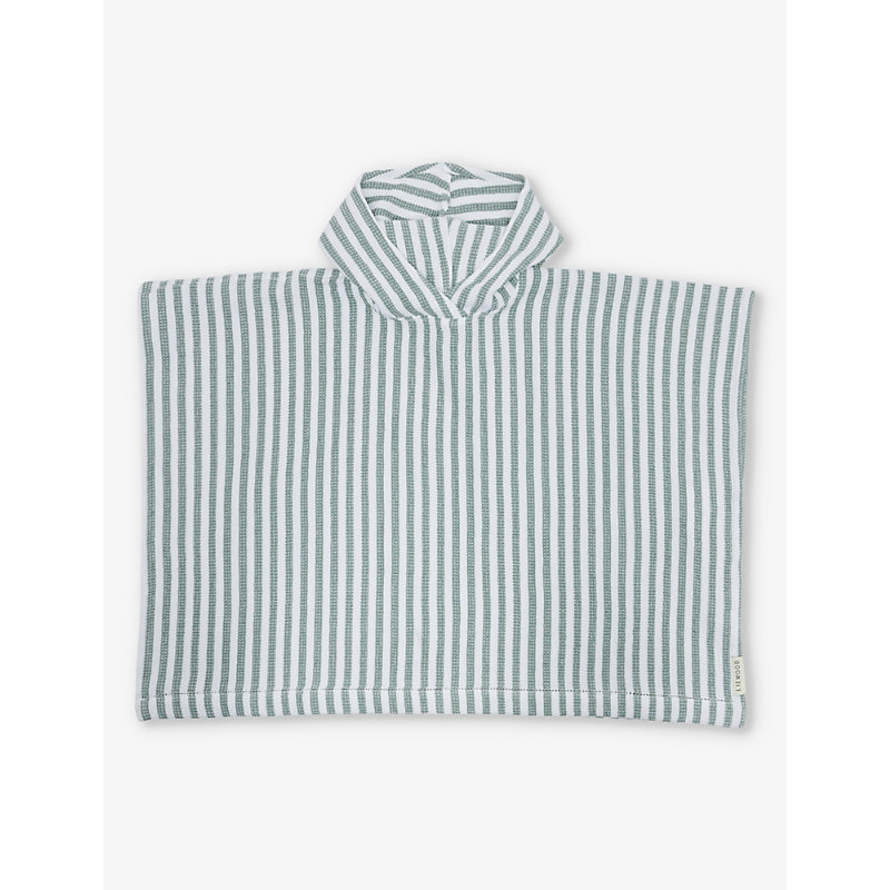 Liewood Kids' Waffle-weave Striped Organic-cotton Poncho In Peppermint / White