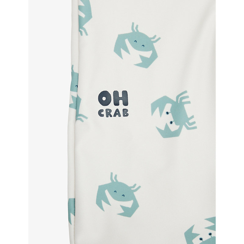 Shop Liewood Graphic-print Short-sleeve Stretch-recycled-polyester Swimsuit 9 Months - 5 Years In Crab / Sandy