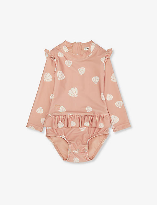 LIEWOOD: Sille shell-print stretch-recycled-polyester swimsuit 3-18 months