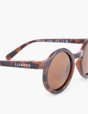 Shop Liewood Dark Tortoise / Shiny Darla Round-frame Recycled-polycarbonate Sunglasses