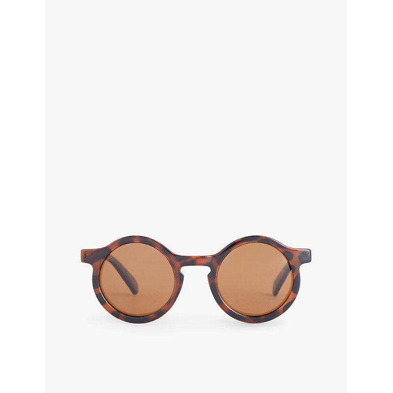 Liewood Babies' Darla Round-frame Recycled-polycarbonate Sunglasses In Dark Tortoise / Shiny
