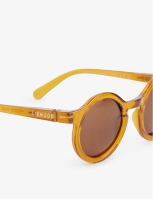 Shop Liewood Mustard Darla Round-frame Recycled-polycarbonate Sunglasses