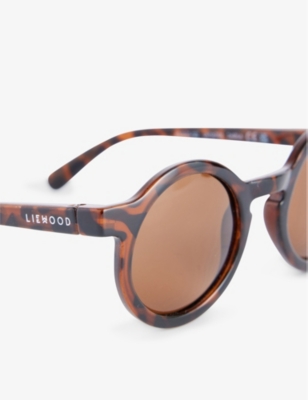 Shop Liewood Dark Tortoise / Shiny Lw16006 Darla Round-frame Recycled-polycarbonate Sunglasses