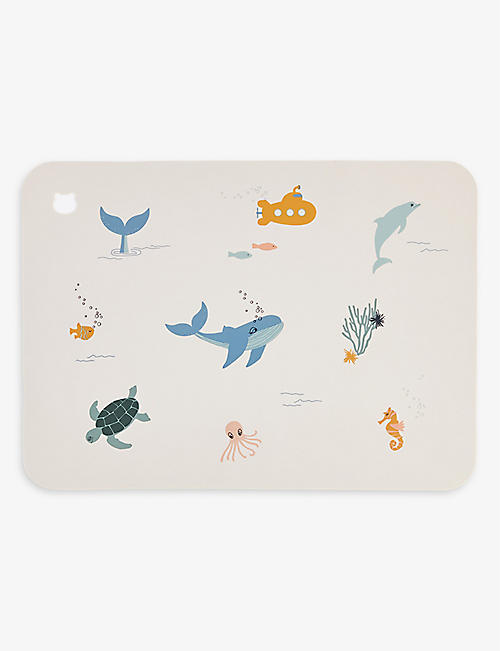 LIEWOOD: Sea Creature-print silicone placemat 30cm