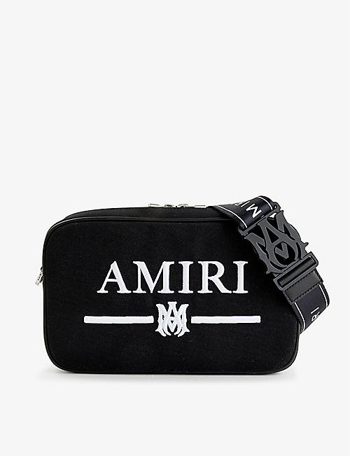 AMIRI：品牌标识可拆卸肩带帆布斜挎包