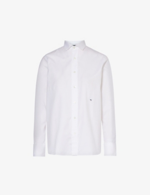 Hommegirls Logo-embroidered Relaxed-fit Cotton-poplin Shirt In White