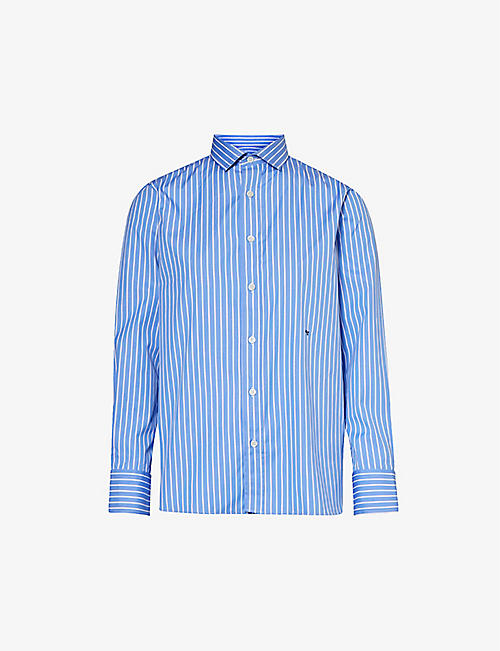 HOMMEGIRLS: Striped relaxed-fit cotton-poplin shirt