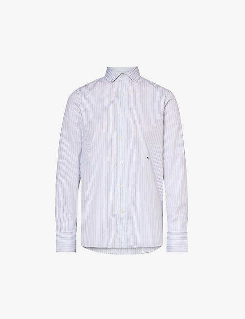 HOMMEGIRLS: Striped brand-embroidered cotton-poplin shirt