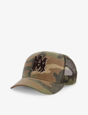 Amiri Mens Camo Branded Camouflage-pattern Cotton-canvas Cap In Green