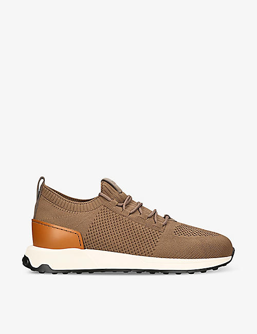 TODS: Run 63K Calzino panelled knitted and leather mid-top trainers