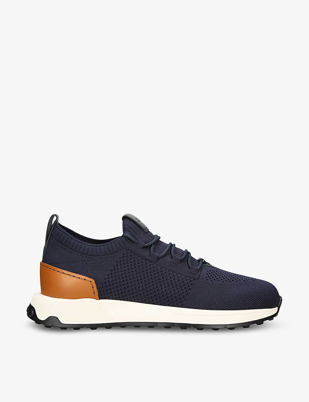 Shop Tod's Tods Men's Navy Run 63k Calzino Panelled Knitted And Leather Mid-top Trainers