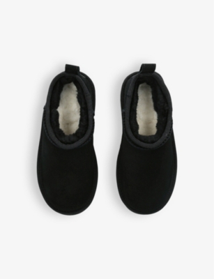 UGG: Classic Ultra Mini logo-patch suede and shearling platform ankle boots 6-10 years