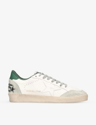 GOLDEN GOOSE: Ballstar logo-print leather low-top trainers