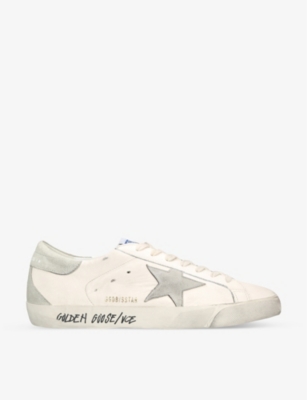 GOLDEN GOOSE: Super Star star-embroidered leather low-top trainers