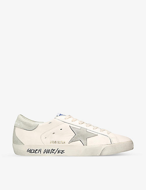 GOLDEN GOOSE: Super Star star-embroidered leather low-top trainers