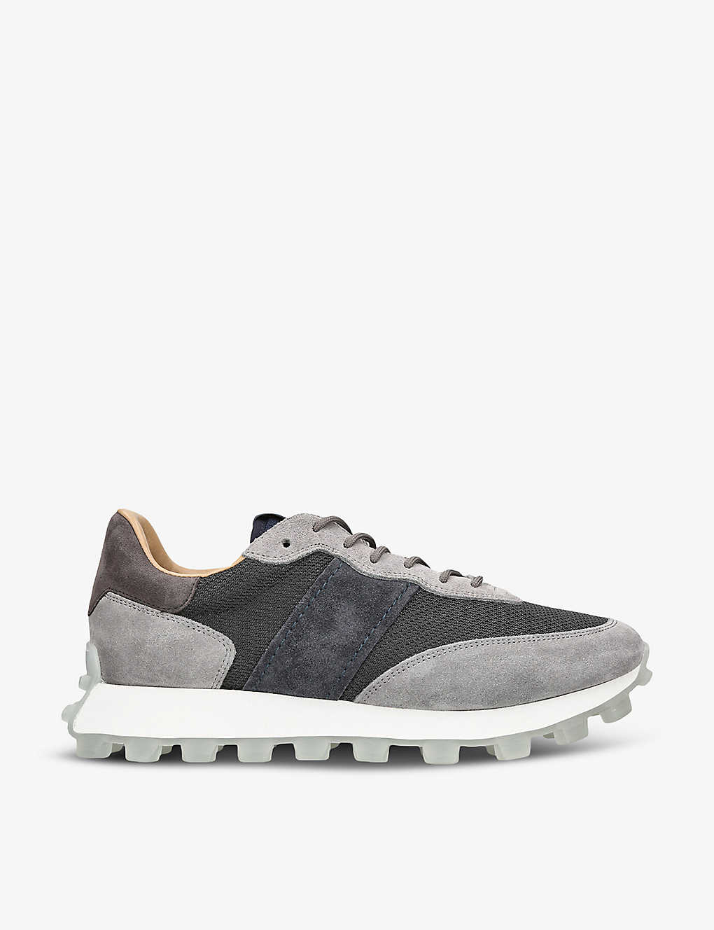 Tod's Allacciata 25k Runner Leather And Shell Low-top Trainers In Grey/other