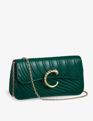 Cartier Panthère De  Chain Leather Mini Cross-body Bag In Emerald