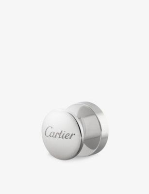 Shop Cartier Logo-engraved Sterling-silver And Onyx Shirt Studs Set Of Four