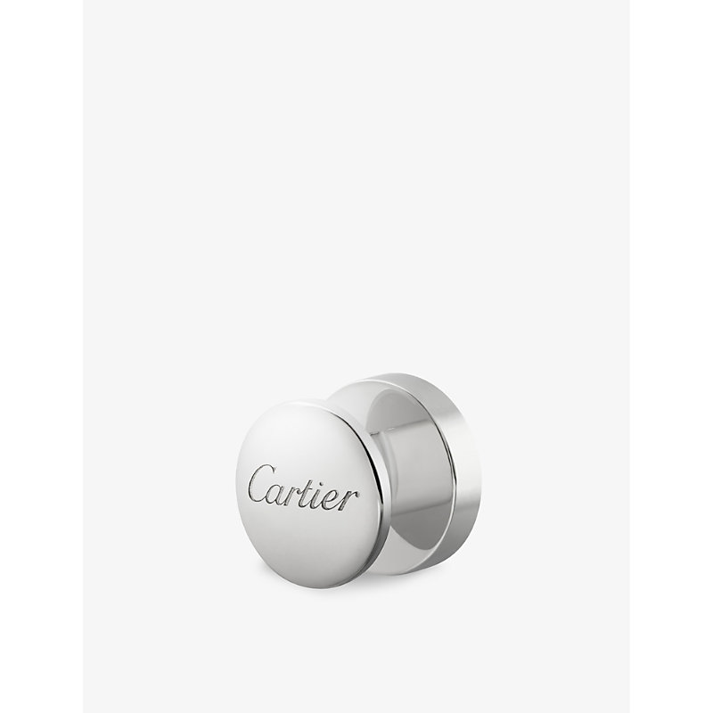 Shop Cartier Logo-engraved Sterling-silver And Onyx Shirt Studs Set Of Four