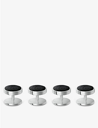CARTIER: Logo-engraved sterling-silver and onyx shirt studs set of four