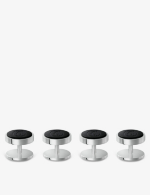 CARTIER: Logo-engraved sterling-silver and onyx shirt studs set of four