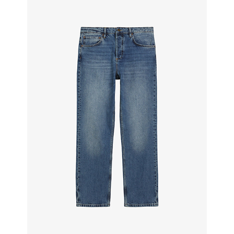 Shop Ted Baker Joeyy Straight-leg Stretch-denim Jeans In Mid-blue