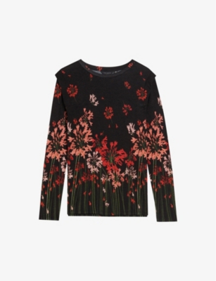 TED BAKER: Feonlaa floral-print slim-fit woven T-shirt