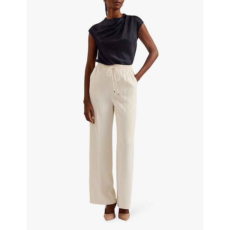 Shop Ted Baker Women's Ivory Liliaah Drawstring-waist Wide-leg Woven Trousers