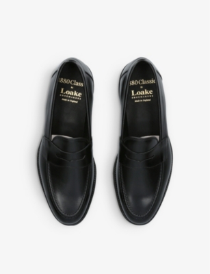 Shop Loake Men's Black Hornbeam Strap Leather Loafers