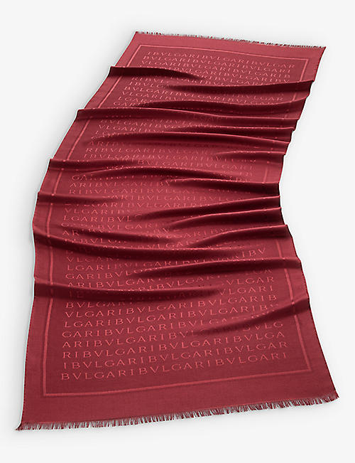 BVLGARI: Lettere Maxi logo-pattern wool and silk stole