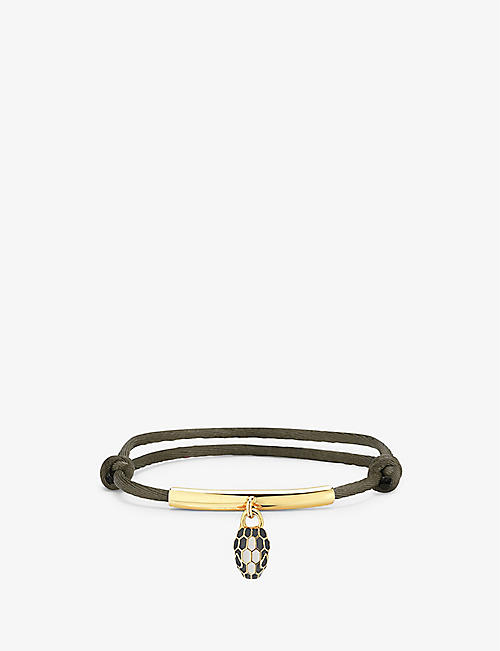 BVLGARI: Serpenti Forever gold-plated brass, agate, enamel and cord bracelet