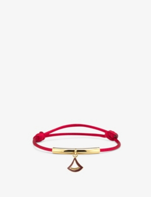 Bvlgari Womens Red Divas' Dream Gold-plated Brass, Enamel And Cord Bracelet