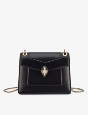 Bvlgari Womens Black Serpenti Forever Leather Cross-body Bag