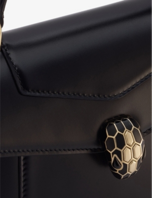Shop Bvlgari Womens Black Serpenti Forever Medium Leather Top-handle Bag