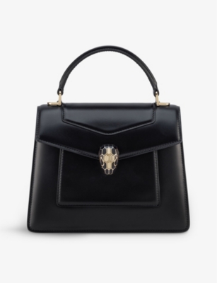 Bvlgari Women's Serpenti Forever Leather Top Handle Bag In Black