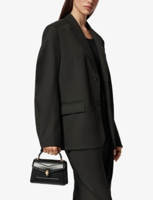 Bvlgari Mini Leather Serpenti Forever Top-handle Bag In Black