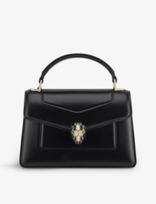 Bvlgari Mini Leather Serpenti Forever Top-handle Bag In Black