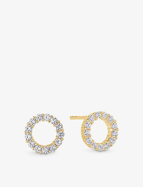 SIF JAKOBS: Biella 18ct gold-plated sterling-silver and zirconia stud earrings