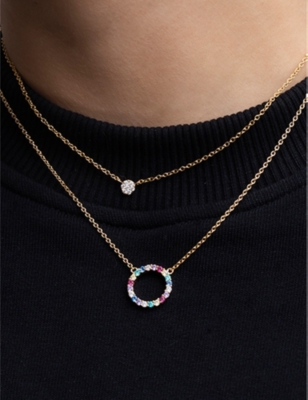 SIF JAKOBS: Biella Grande 18ct gold-plated sterling-silver and zirconia pendant necklace